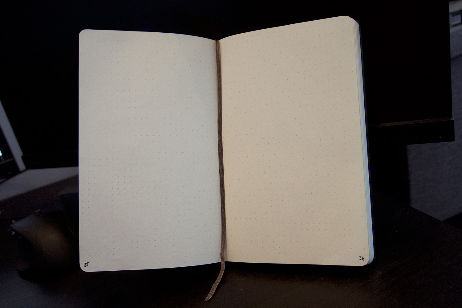 Dotted inside of the moleskin notebook